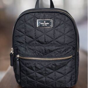 KATE SPADE Quilted Black Backpack, 11” X 10”